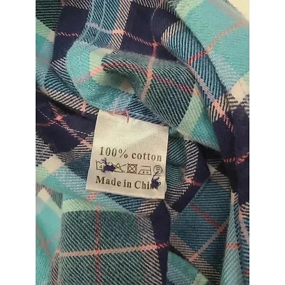 Bartholomew Flannel Collection Button Up Shirt Men's Size Medium Blue Plaid - Picture 5 of 7
